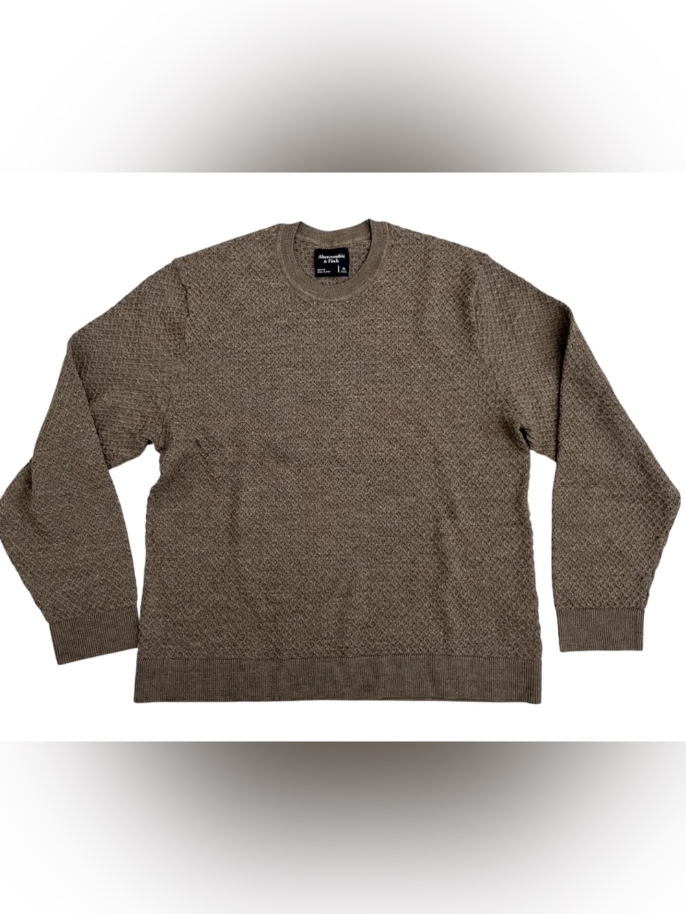 Abercrombie & Fitch merino wool Taupe Textured knit Crewneck Sweater